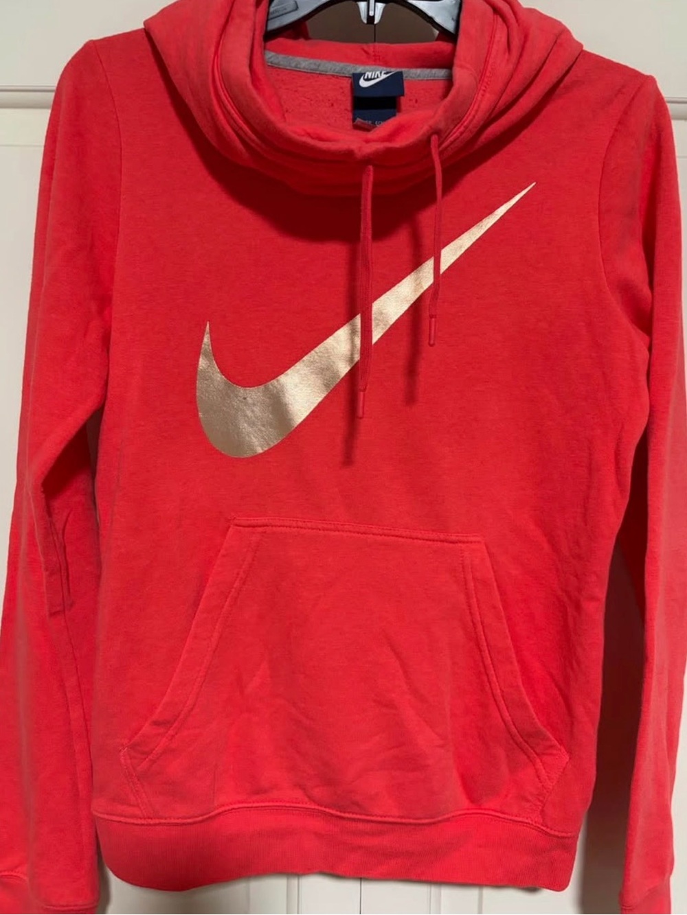 Nike Coral/Gray Hooded Pullover with White Swoosh Tag